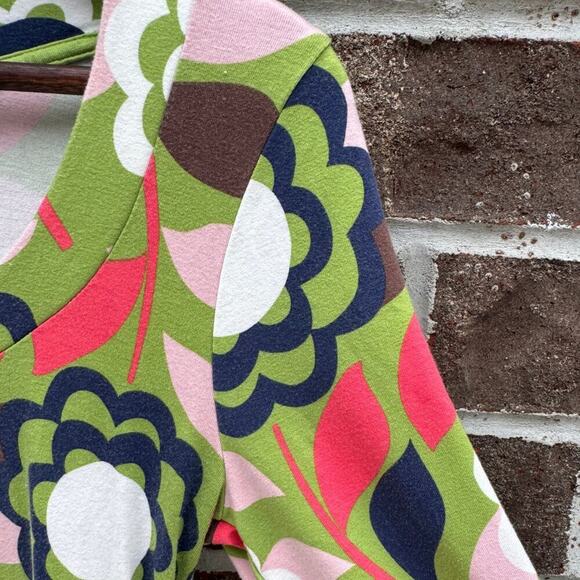 Boden Retro Mod Tunic Dress Size 6 | Green Floral | 3/4 Sleeve Stretchy - Picture 1 of 4